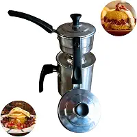 Cuscuzeiro Individual Prático Nordestino Cuscuzeira 2 em 1 com Duas Medidas – Alumínio Virgem Resistente e Livre de Impurezas, Acabamento Polido, Durável e Design Tradicional Nordestino para Cuscuz Perfeito