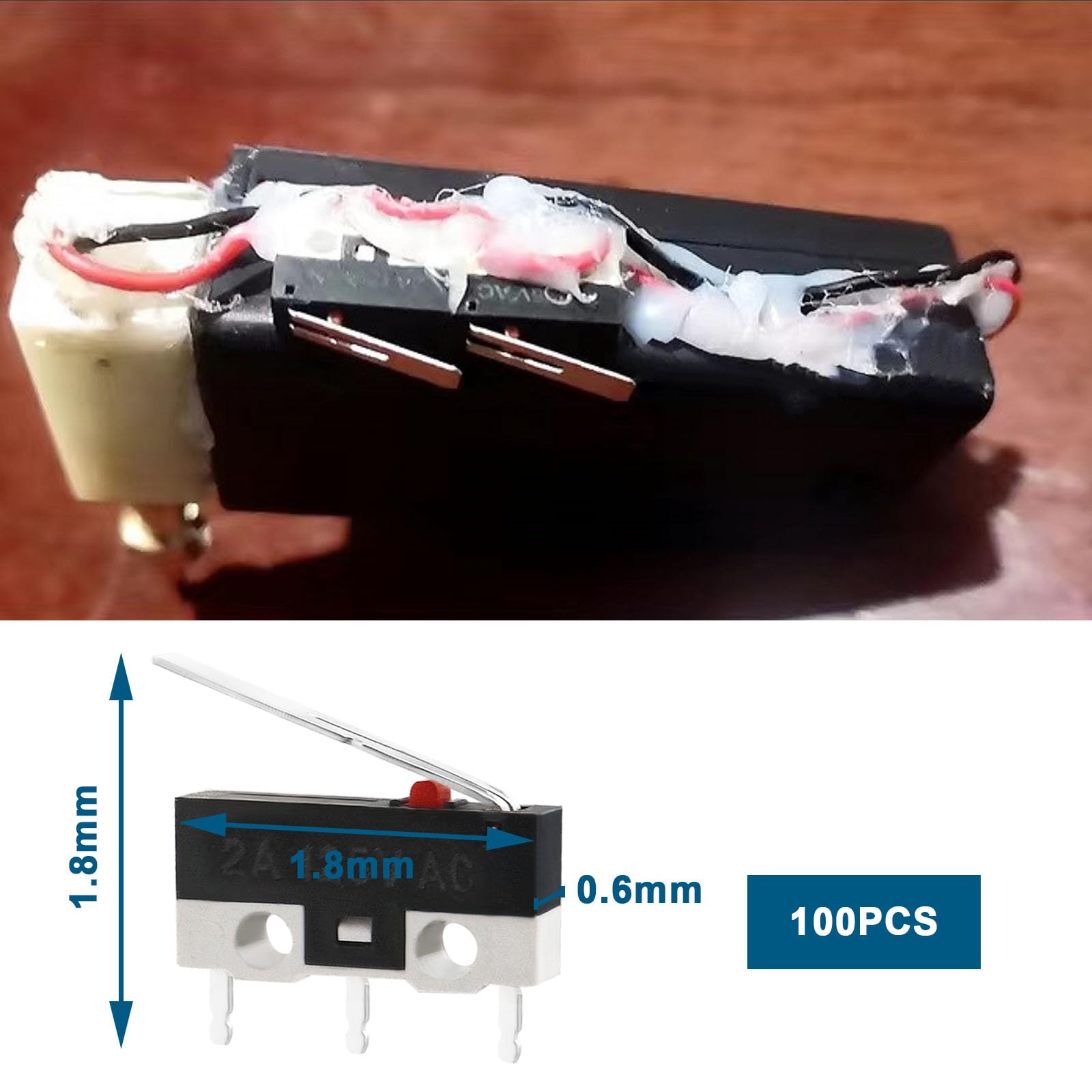 100 Stück Mikroschalter SPDT – 3-poliger Scharnierhebel, 2A 125V/250V AC – Für Arduino, Kommunikation & DIY