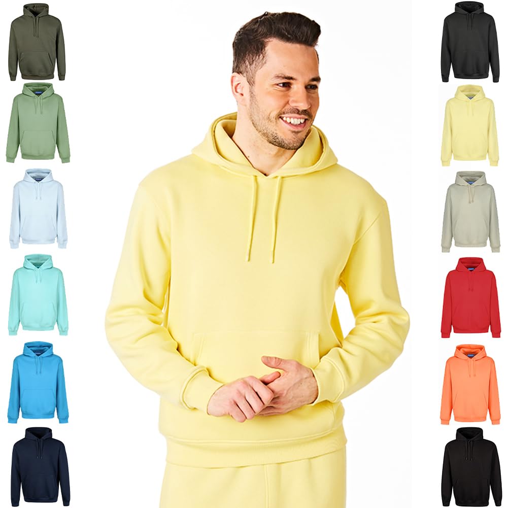Men's Plain Long sleeve Hoodie Soft Touch Hooded Loungewear Sweatshirt Top