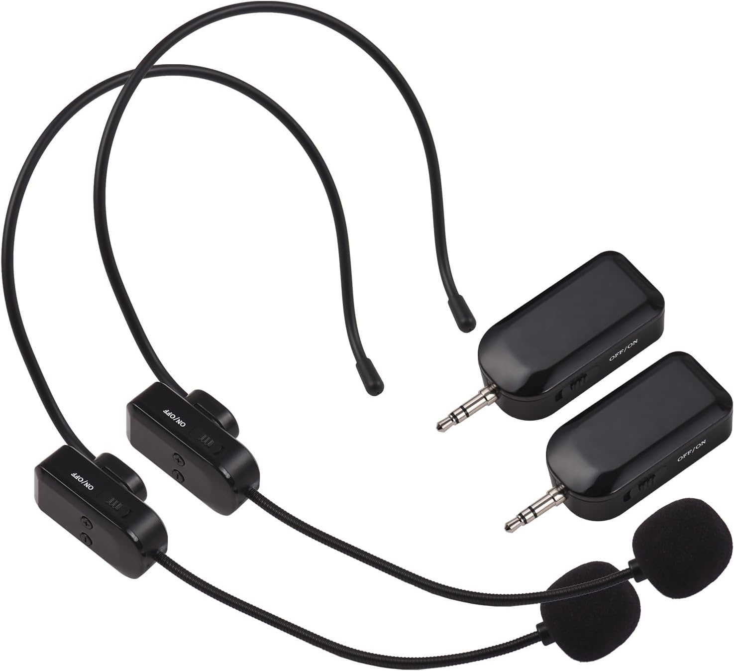 HURRISE Headset Microphone Superior Sound Quality for Singing Performances, Public Speaking, 3.5mm 6.35mm Interfaces, Long Standby Time, Comfortable Fit, Sturdy (1 Receiver with 2