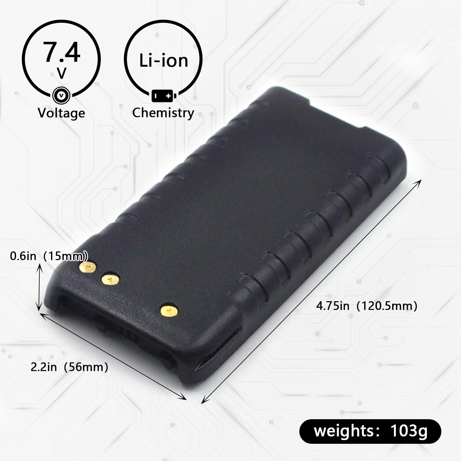 (2-Pack) 7.4V 1800mAh FNB-V105Li Li-ion Radio Battery Compatible with Yaesu Vertex Standard Horizon Marantz HX380 HX280 Series Two Way Radio - Image 2