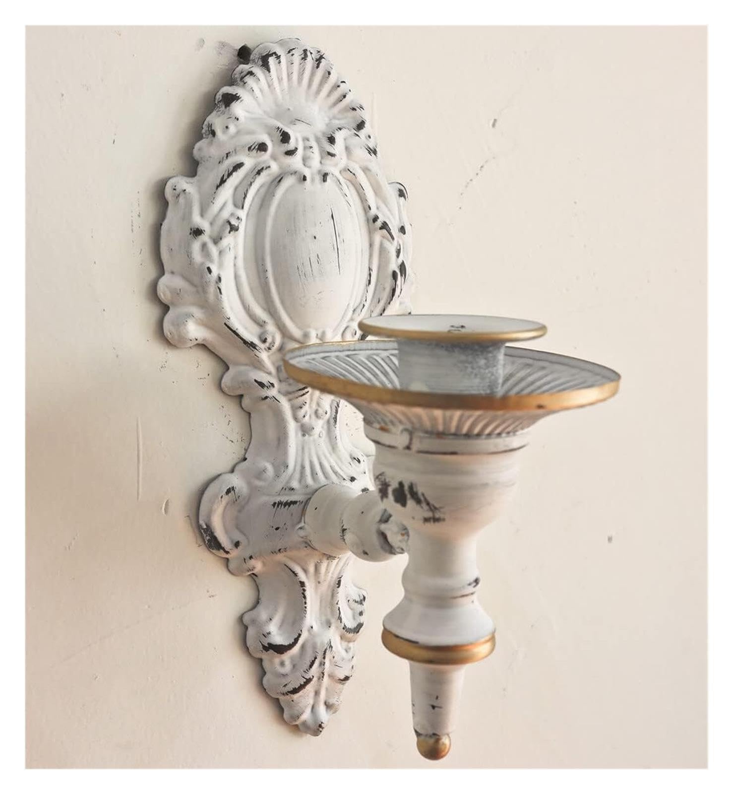 Portacandele Portacandela da Parete in Ferro Corte Francese Decorazioni per la mensola del Camino(Antique White B)