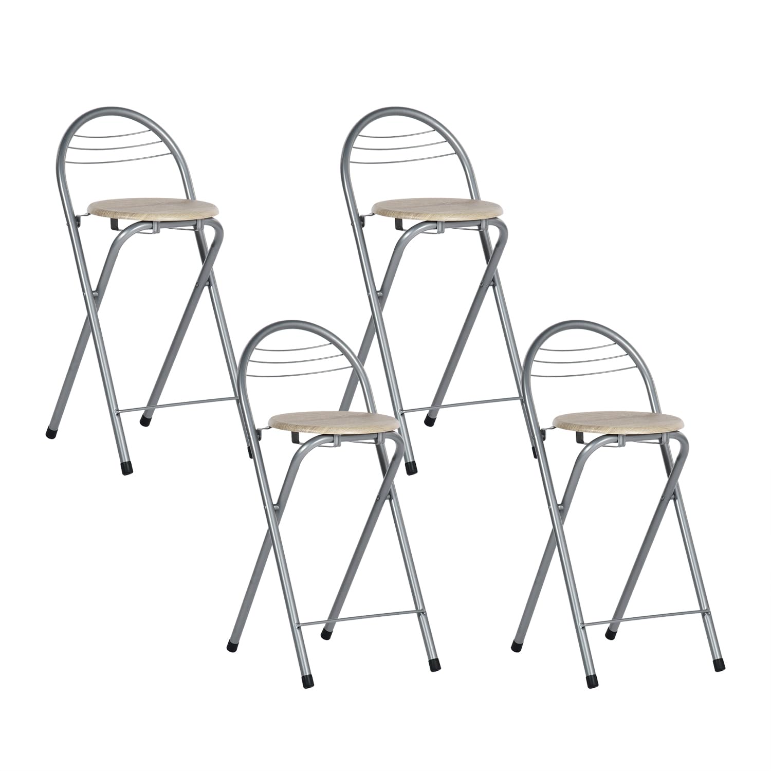 Taburete plegable, taburete de bar plegable con respaldo, taburete de metal con asiento redondo de PVC, silla de bar, silla de bar, taburete de restaurante, cocina, salón, cocina, ahorro de