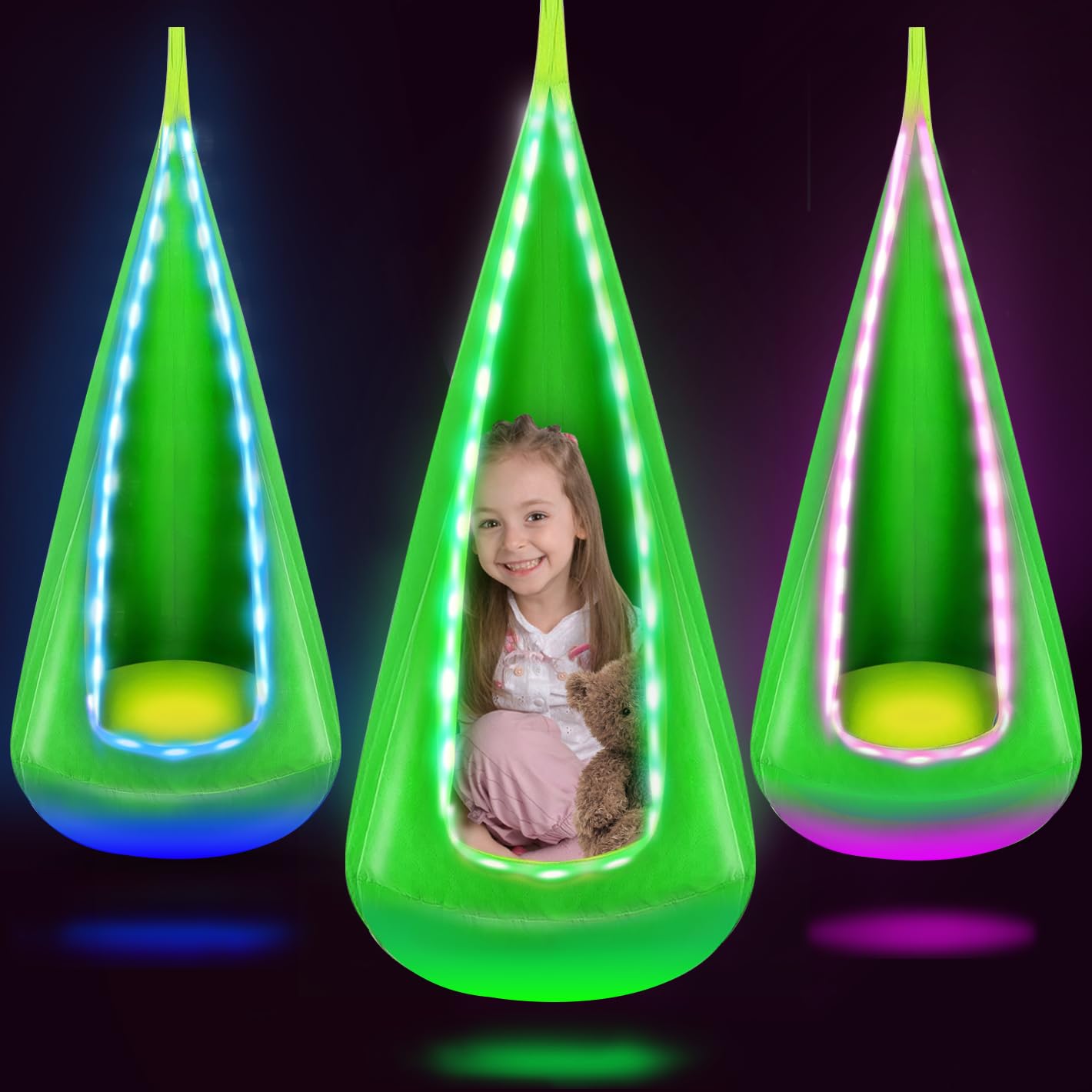 Photo 1 of Bghdas Kids Pod Swing Seat, Hanging Hammock Chair with LED Lights