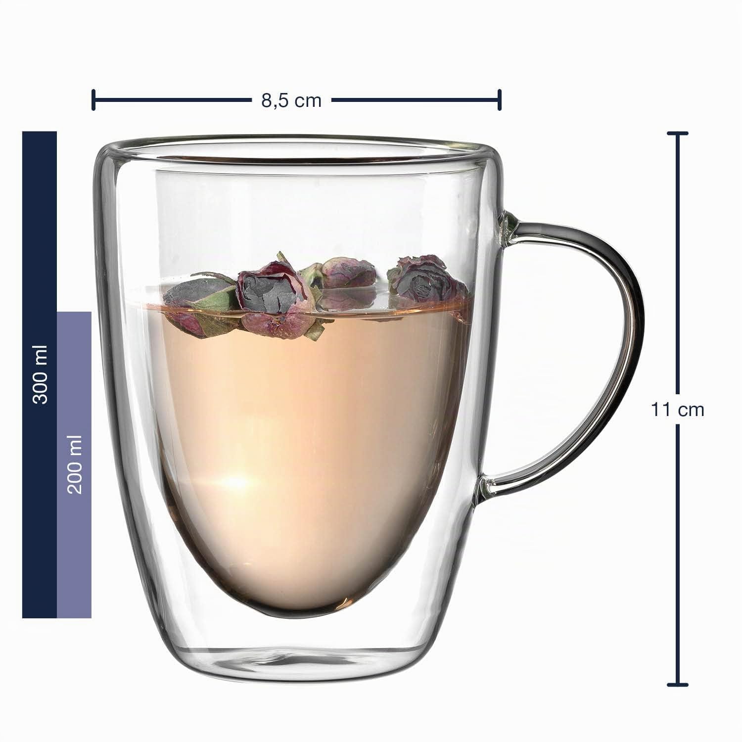 LEONARDO HOME Doppelwandtasse DUO 4er-Set 300 ml, 053062, Glas, 300 milliliters, Transparent