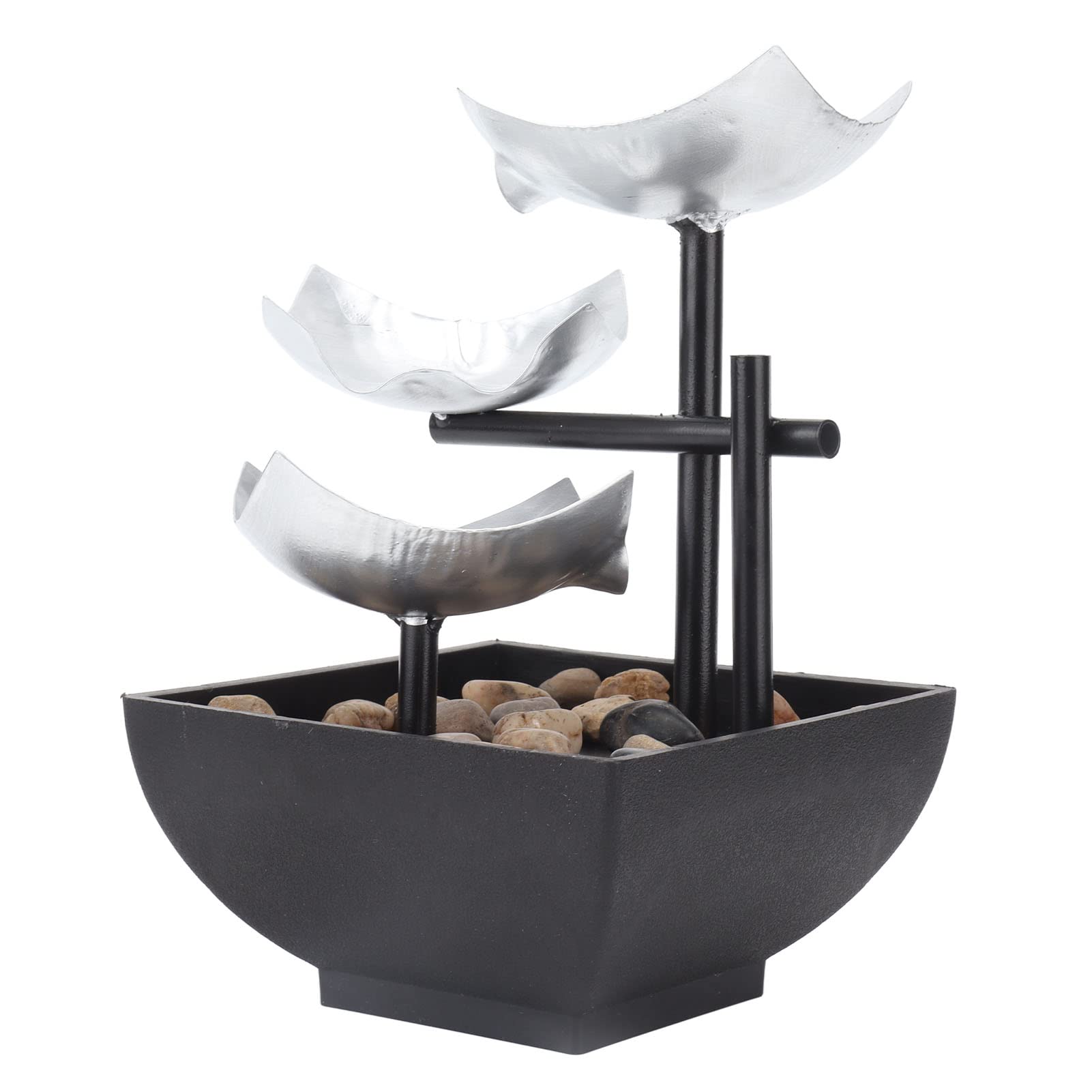 Adornos de Fuente de Agua Corriente de Escritorio USB, decoración de característica de Agua de Roca de Tres Capas, Ciclo silencioso, decoración del hogar de Escritorio de 5V