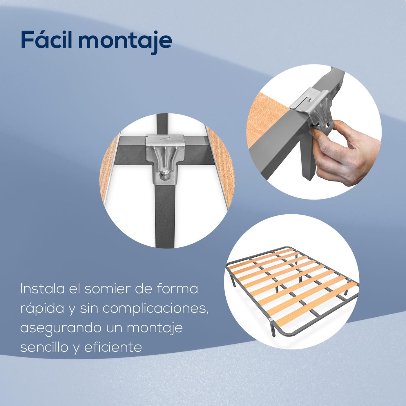 Rete A Doghe In Legno Di Pioppo - 140x180 Cm, Struttura Acciaio, Con Gambe Da 32 Cm, Made In Spain