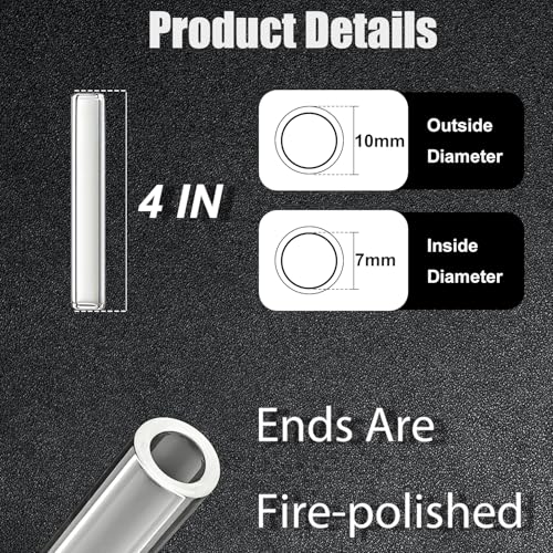 Image of 4 Inches 12 Pcs Transparent Borosilicate Glass Tubes, 10mm Diameter 1.5mm Thickness Glass Tubing with 1 Cleaning Brush for DIY Making Glass Crafts
