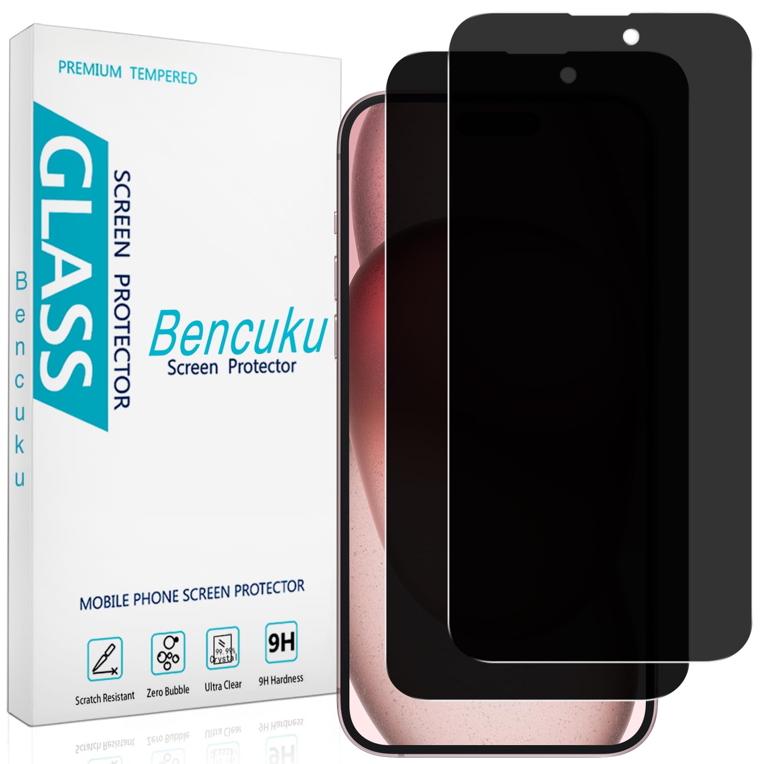 Photo 1 of Bencuku 2-Pack Privacy Screen Protector for iPhone 15