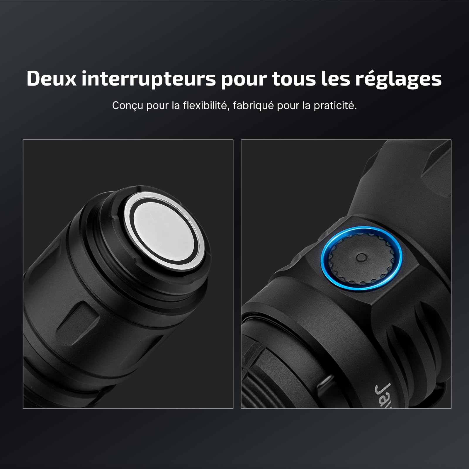 OLIGHT Javelot Lampe de Poche Tactique 1350 Lumens 6 Modes d'éclairage | Portée 730 Mètres, 72 Jours Autonomie, Double Interrupteur, Rechargeable, Idéal pour Chasse, Camping et Loisirs en Plein Air