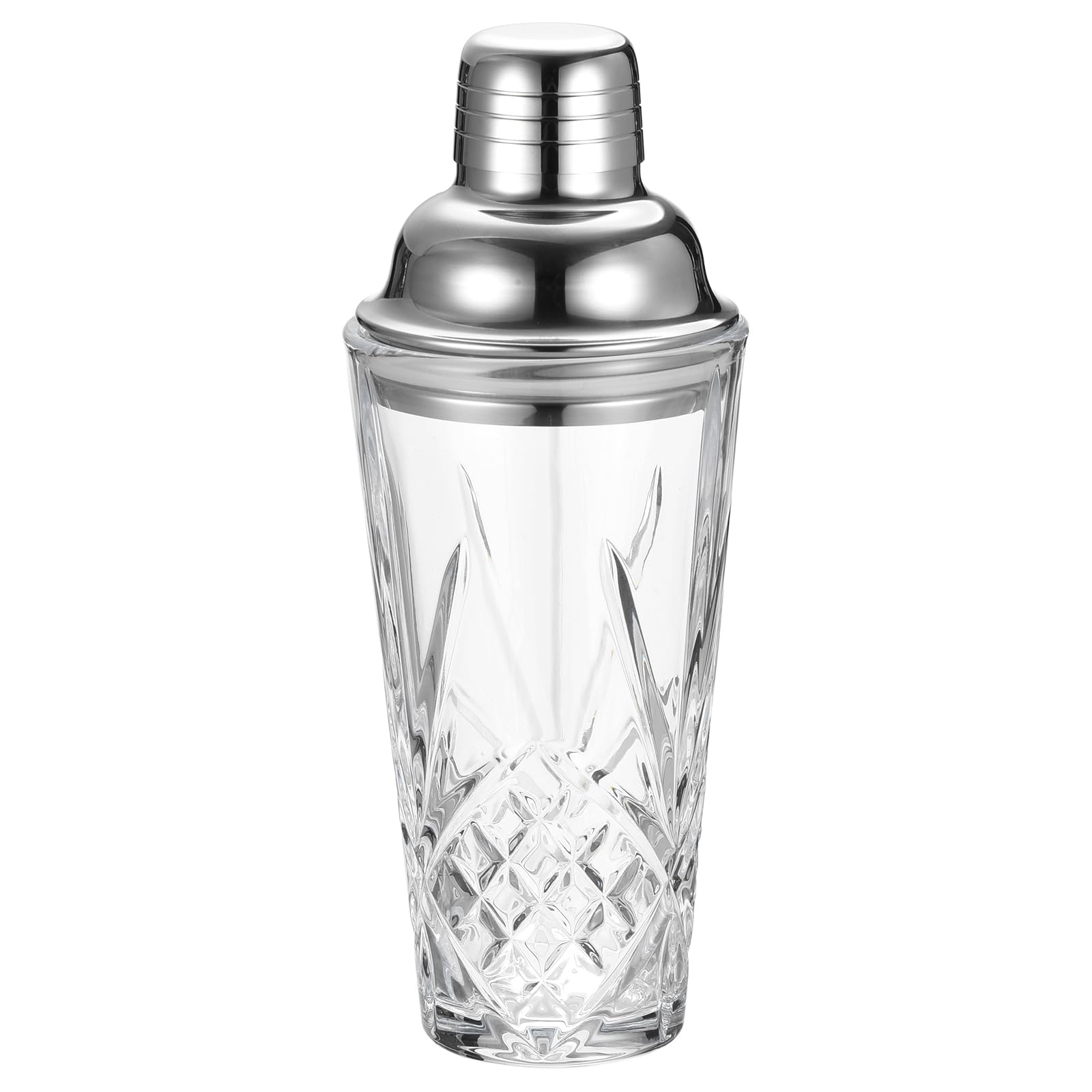 QUARKZMAN Shaker Da Cocktail In Vetro, 13.5oz (400ml) Shaker Per Martini Con Coperchio In Acciaio Inossidabile Antigoccia & Colino, Miscelatore Da Cocktail Con Motivo A Spada Per Bar