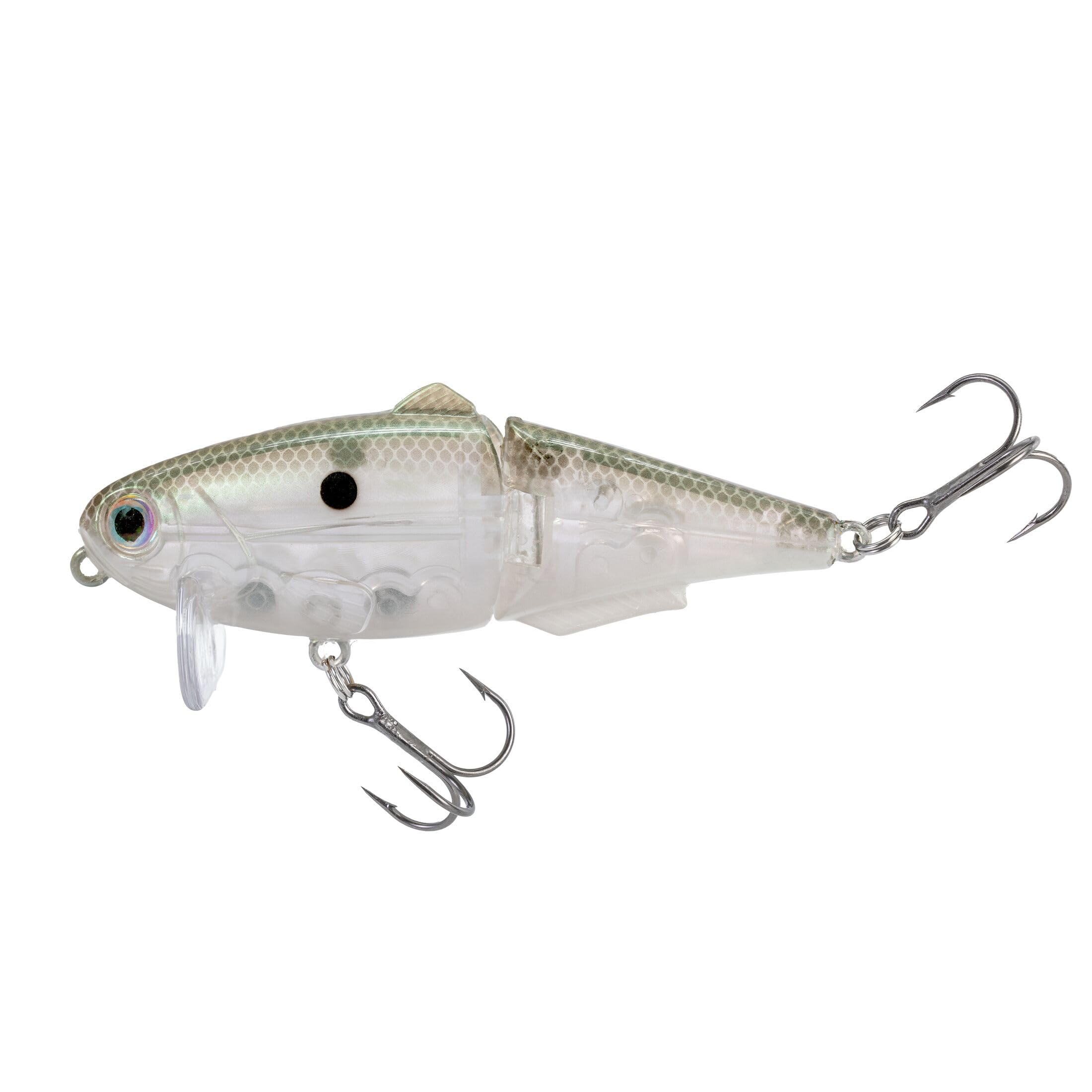 Strike King (HCWS2-568) Wake Shad Angelköder, Einzelgelenk, schwimmender Topwater Wakebait, Größe 2, Drillingshaken, grüner Gizzard Shad