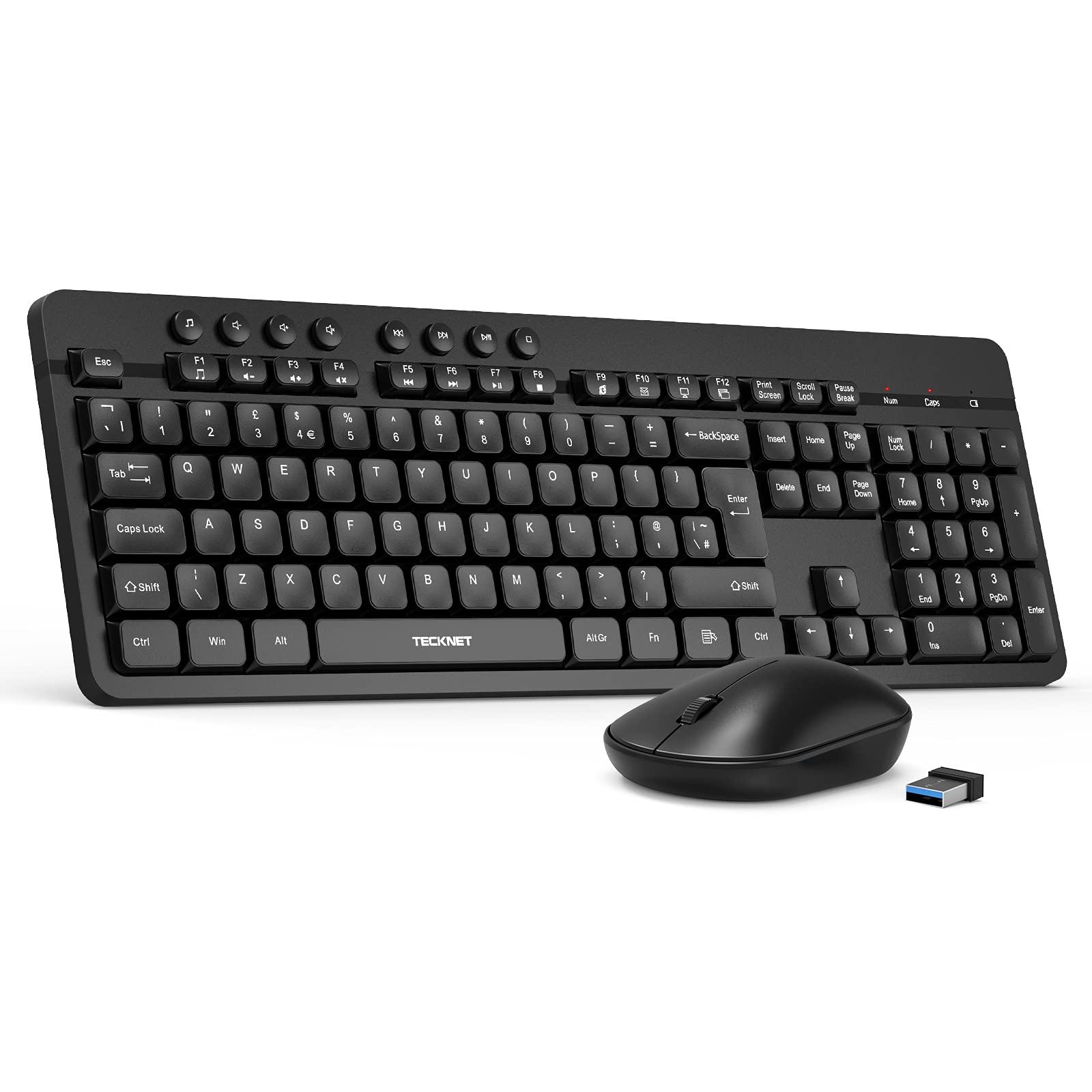 Buy Wireless Keyboard and Mouse Set, 2.4G FullSize Ergonomic Cordless Keyboard and