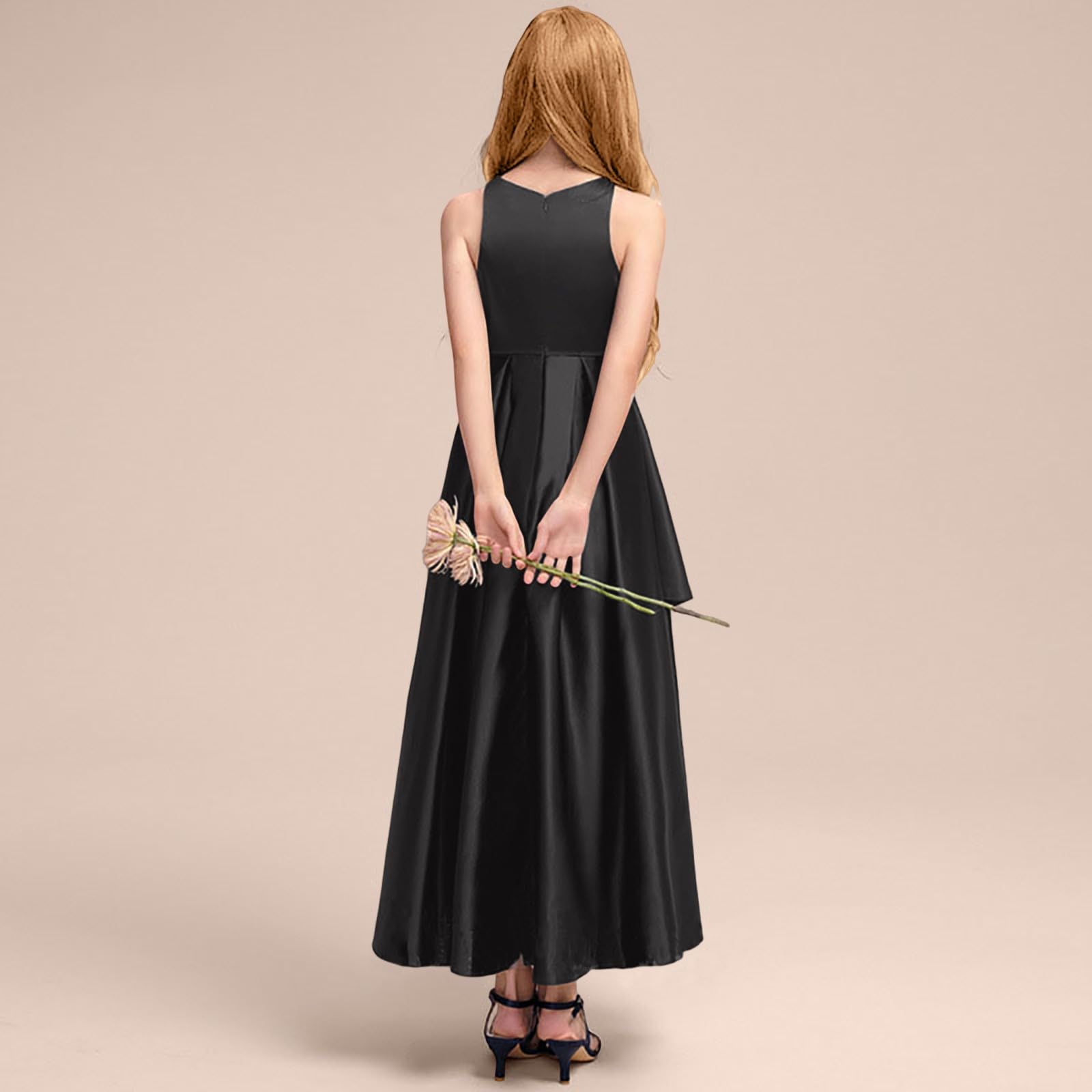 Robe de Soirée Fille 2-14 Ans sans Manches Habillée Mariage Cérémonie Robe Ado Fille Princesse Chic et Elegant Leger Fluide Casual Confortable Vacances Dress