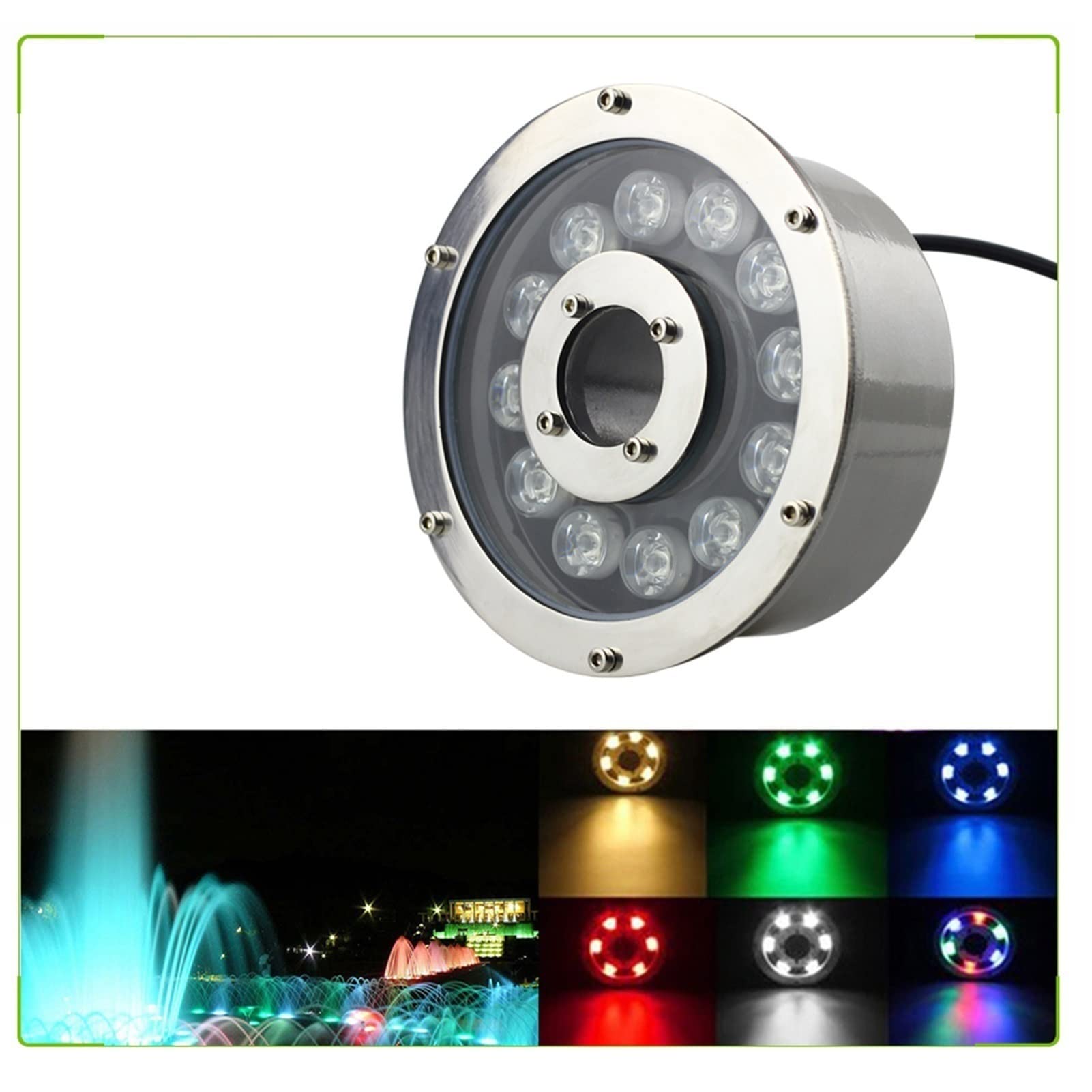 LED-Ring-Brunnen-Lichter, RGB-Unterwasserlicht IP68 Wasserdicht 12V/24V Farbwechsel Tauchfähig Landschaftsbeleuchtung für Gartenbrunnen Pool(12W,AC 12V)