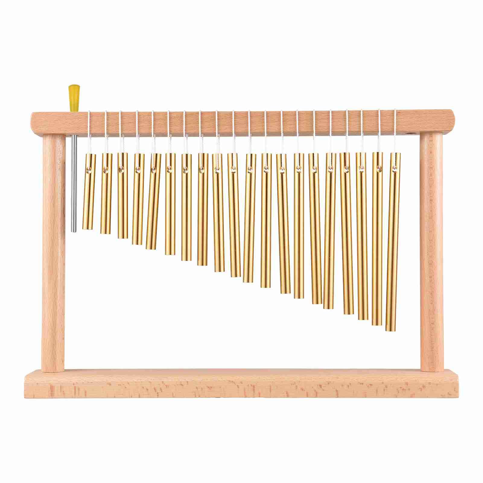 20-Ton-Stab-Windspiele, Einreihiges Tisch-Windspiel, Schlaginstrument mit Holzsockel für Heimdekoration und Musiktherapie, Klangspiel Windspiel aus Buchenholz und Aluminium