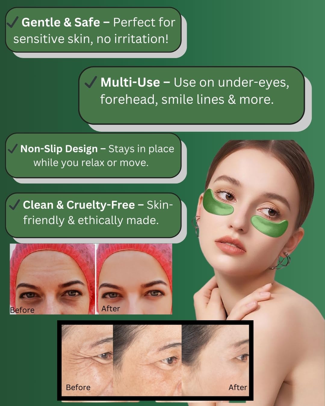 GlowGaze Gold-Infused Under Eye & Multi Area Mask, Reduces Puffiness and dark circles, Smoothens Fine Lines, Brightens Skin - Image 3