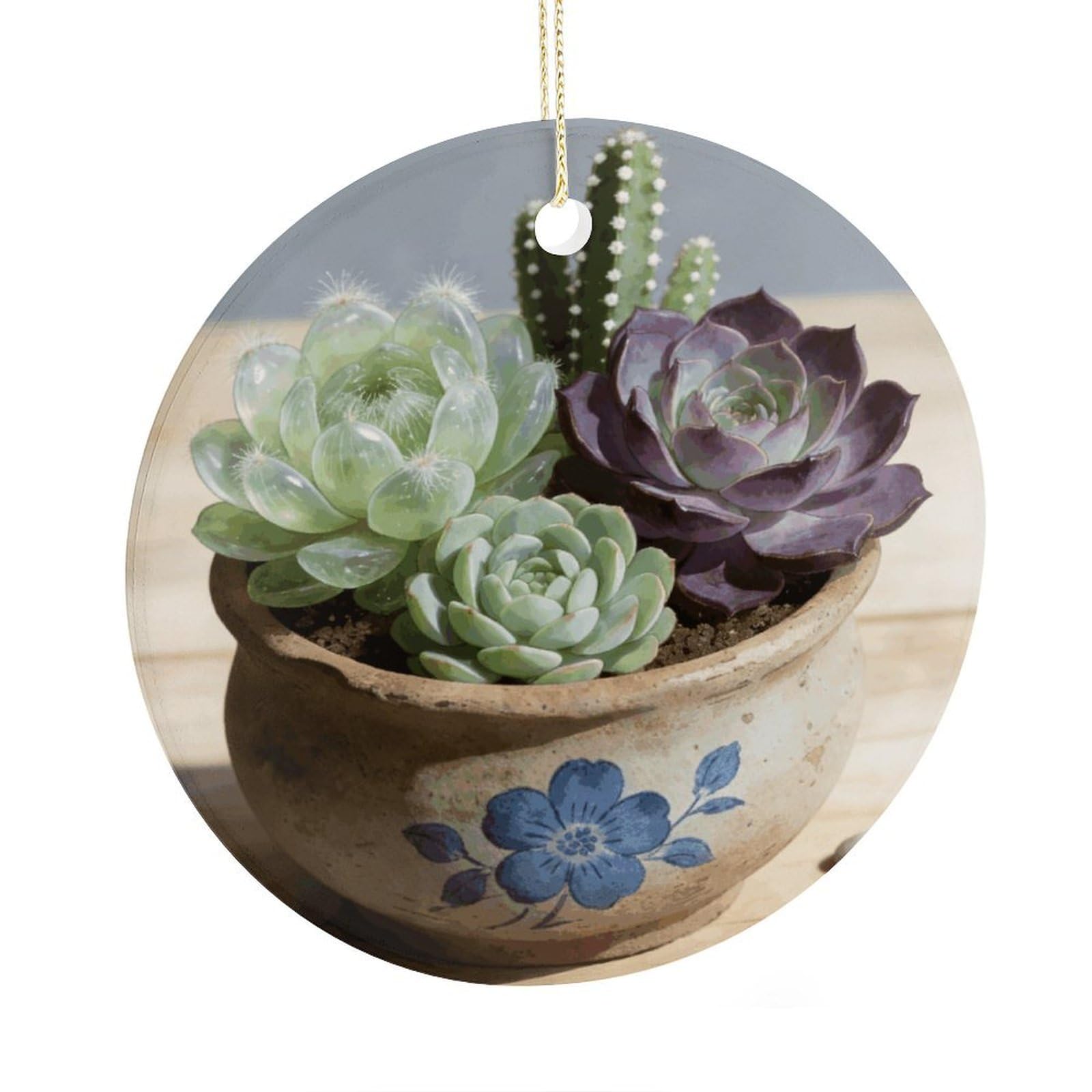 Fodpand Women's Style Succulent Ceramic Christmas Ornament,Wall Hanging Decor Windows Hanging Decor Best Friend Birthday Gifts, Friendship Gifts Car Hanging Ornament Gift For Girls, Teachers 2.9 In