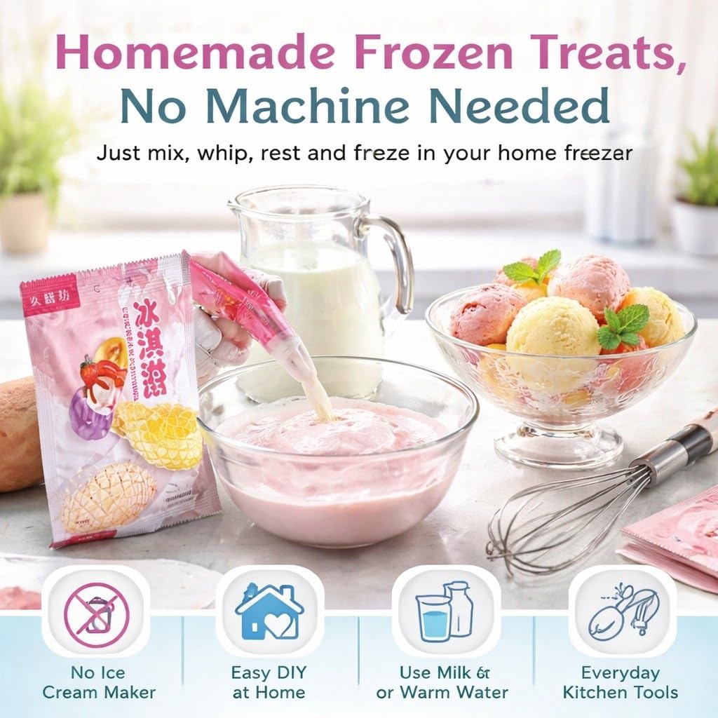 Juego De Mezcla Helado En Polvo 6 Sabores For Bricolaje Casa - 100 G X Bolsas | Fresa Chocolate Arándano | No Se Necesita Máquina For Hacer Helados