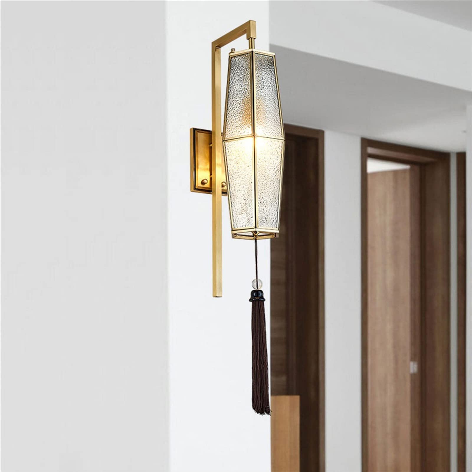 Kinkiet Miedziana Klasyczna Luksusowa Szklana Lampa Retro Dekoracyjna Ścienna Korytarzowa Schody Oświetlenie Osprzętu Lampy Oprawy