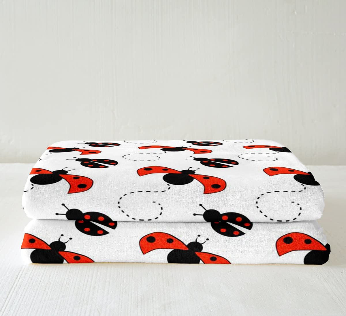 Coperta in pile Sherpa, motivo coccinelle e coccinelle, per bambini e donne, lussuosa, geometrica, pelosa, per divano e letto, king size, 220 x 239 cm