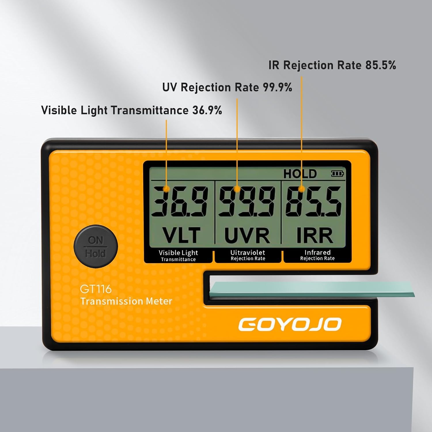 GOYOJO Tint Meter Funktioniert an Seitenscheiben, Digitales Tönungs-Solarfilm-Auto-Transmission-Messgerät mit Automatischer Kalibrierung