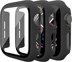 Mugust 3 Pack Case for Apple Watch Screen Protector 42mm Series 3, Hard PC Full Protective Cover with Tempered Glass for i...