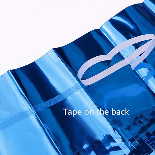 Miniatura 6 de 2 cortinas de flecos de papel de oropel metálico azul brillante de 3.2 x 8.2 pies, telón de fondo para cabina de fotos para cumpleaños, boda,