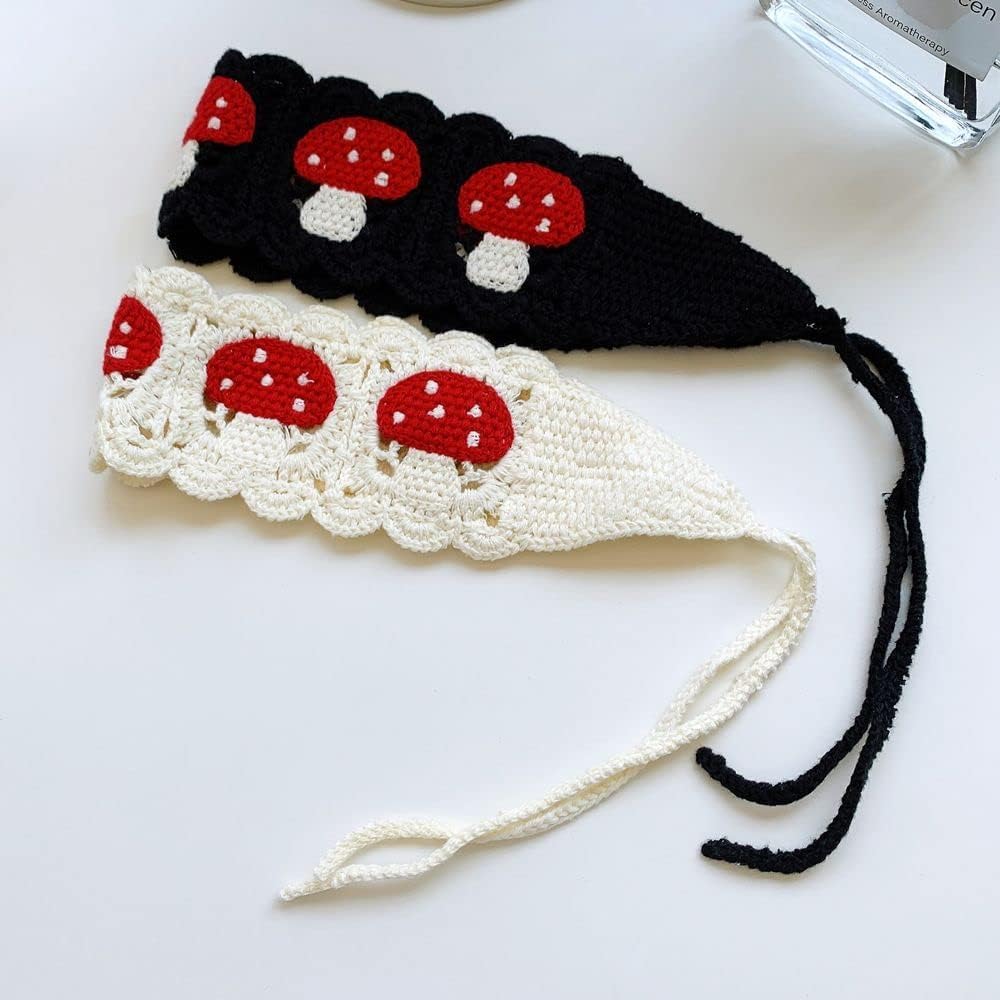 NUEVO 2024 Bandanas De Ganchillo Diademas Para El Pelo, Pañuelo, Tejido Floral/fruta/cabaña Accesorios Estéticos Para El Cabello Y2K, Rosado, Talla única