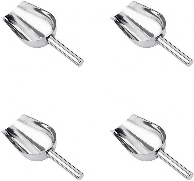 JZK 4X Small Metal ice Scoop for bar, Stainless Steel Sweets Scoop, Flour Scoop, pet Food Scoop, Popcorn Scoop, Buffet Scoop, Little Metal Scoop for Kitchen, Garden, Party