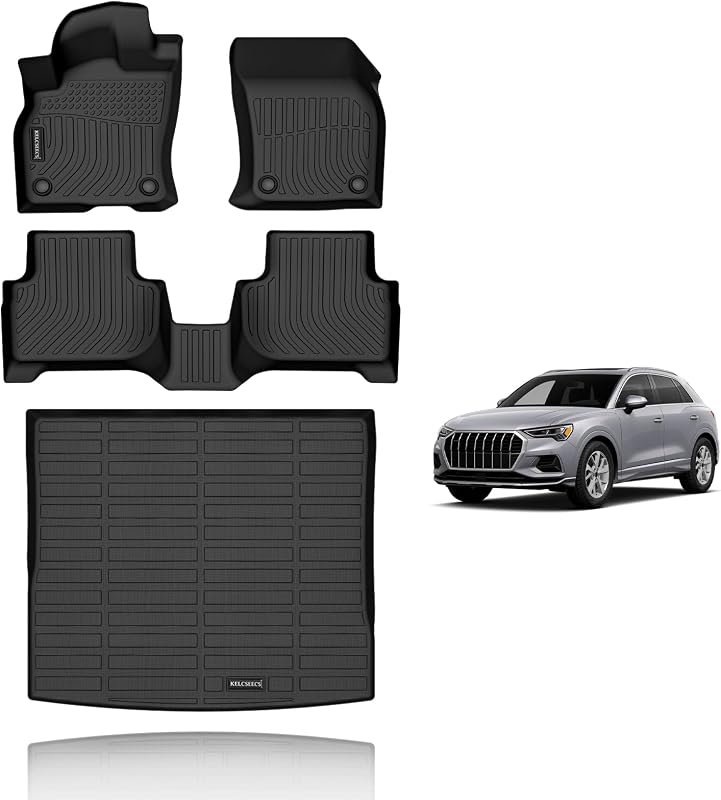 Tapetes automotivos e revestimento de porta-malas em TPE para Audi Q3 2019 a 2025, preto, KELCSEECS