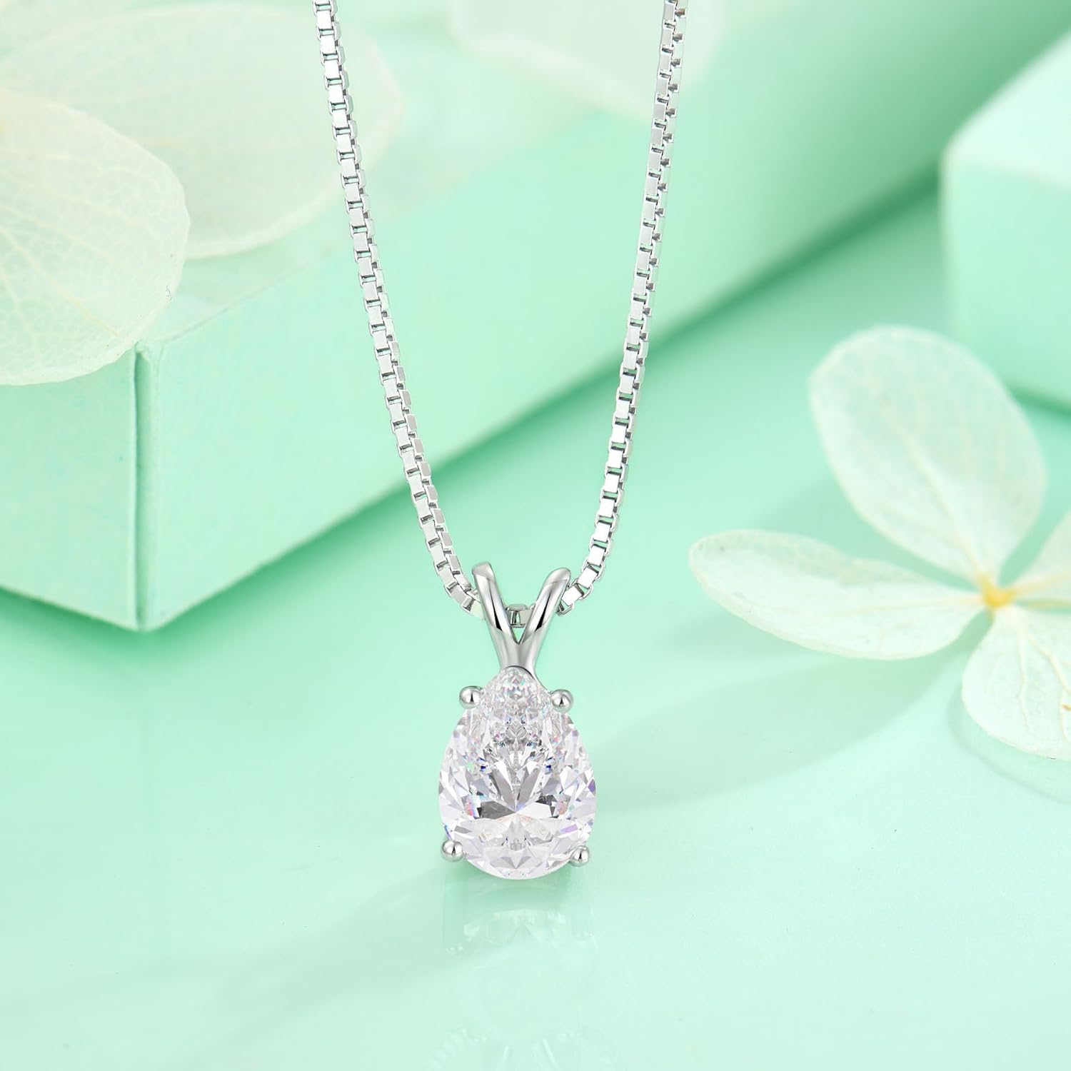 STARCHENIE Moissanite Pendant Necklace for Women D Color VVS1 1.25CT Moissanite Necklace Pear Cut 925 Sterling Silver 18K White Gold Plated Jewelry - Image 4