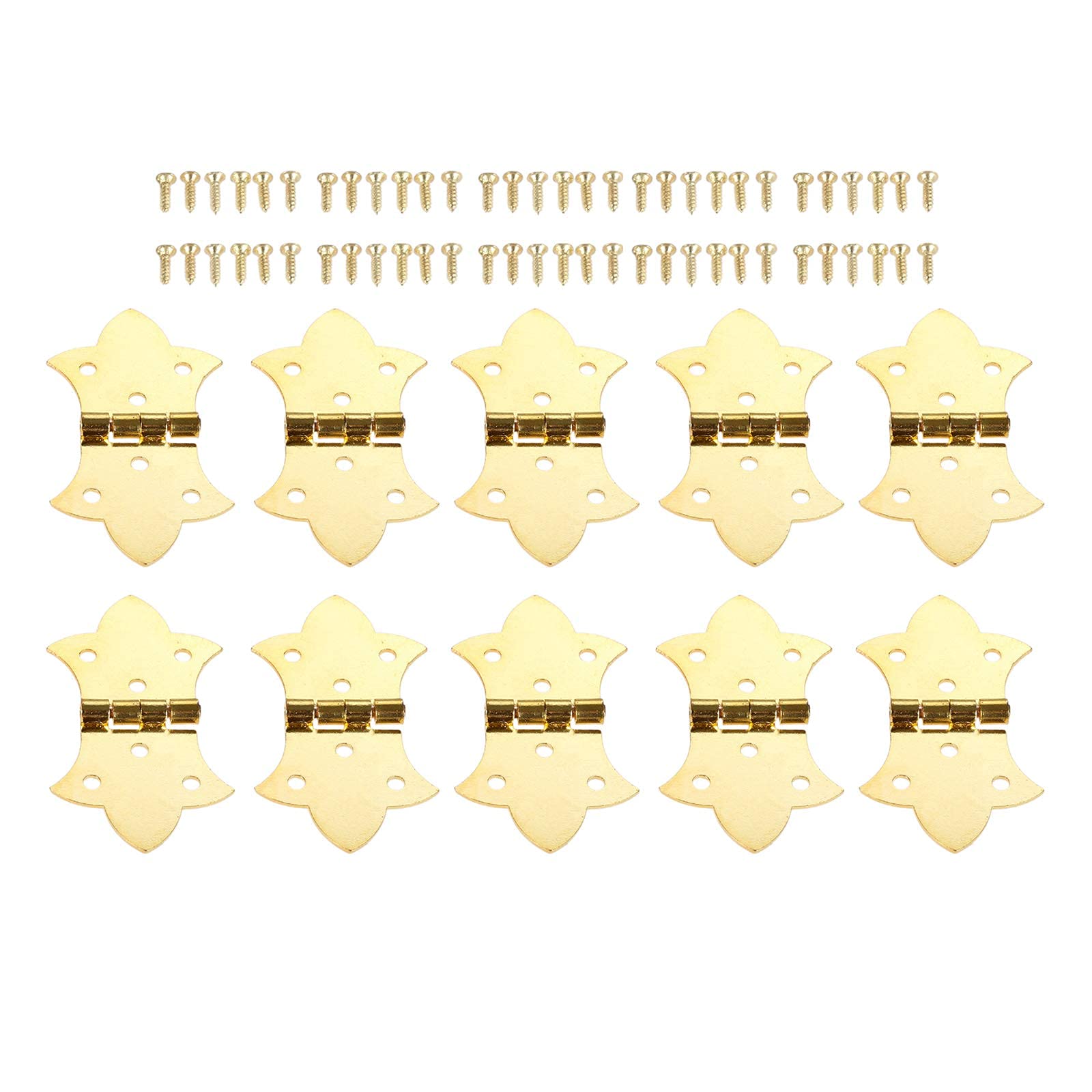 Nvsfzgiyg Gold Hinge, 10Pcs 5731Mm Antique Bronze/ Flower Furniture Hardware 6 Holes Iron Cabinet Drawer(Gold)