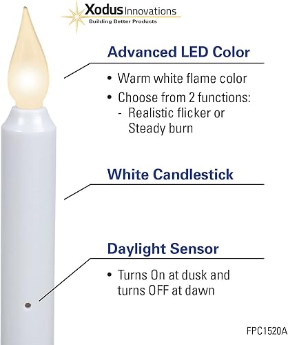 Miniatura 5 de Xodus InnovationsFPC1520A Operado por batería LED de ventana sin llama de ventana, bronce envejecido  acabado negro con atardecer al sensor DAWN
