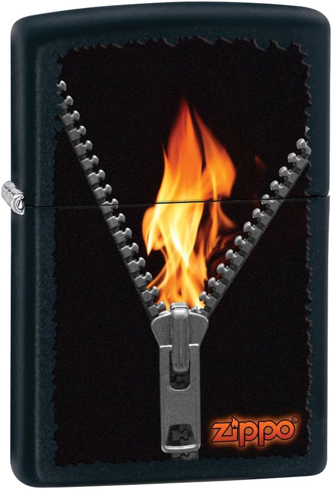 Zippo Matter Zipper/Flame Lighter (Black, 5 1/2x3 1/2-Cm)