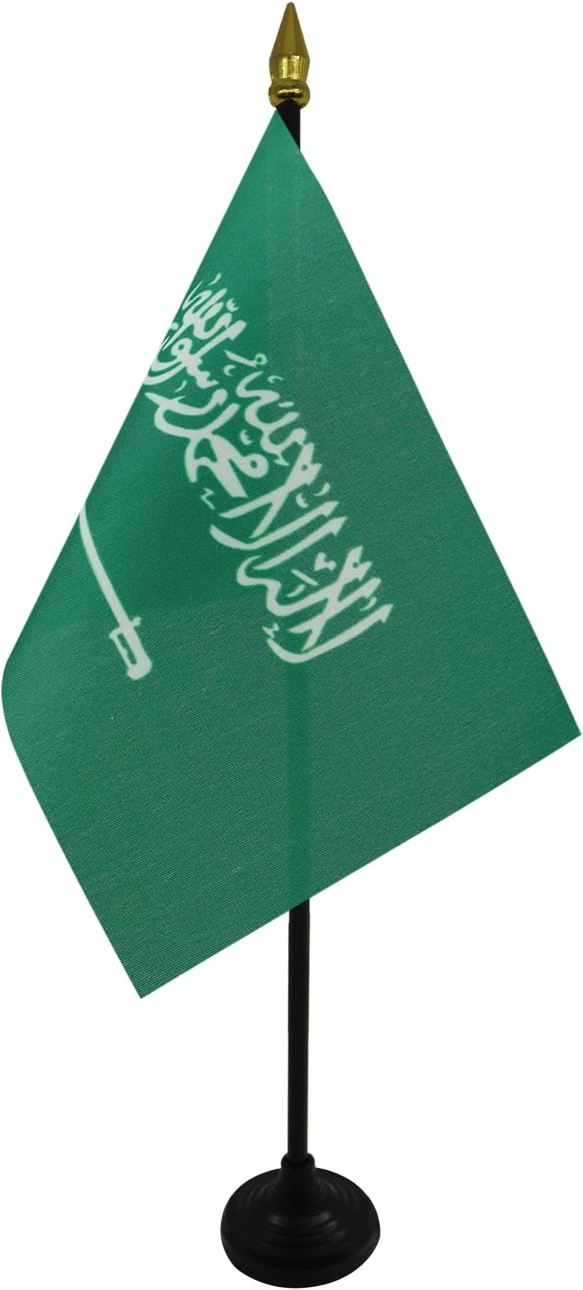 AZ FLAG - Saudi Arabia Table Flag 4'' x 6'' - Saudi Arabian Mini Desk Flag 100% Polyester 15 x 10 cm - Office Mini Banner with 10'' Pole - Golden Spear