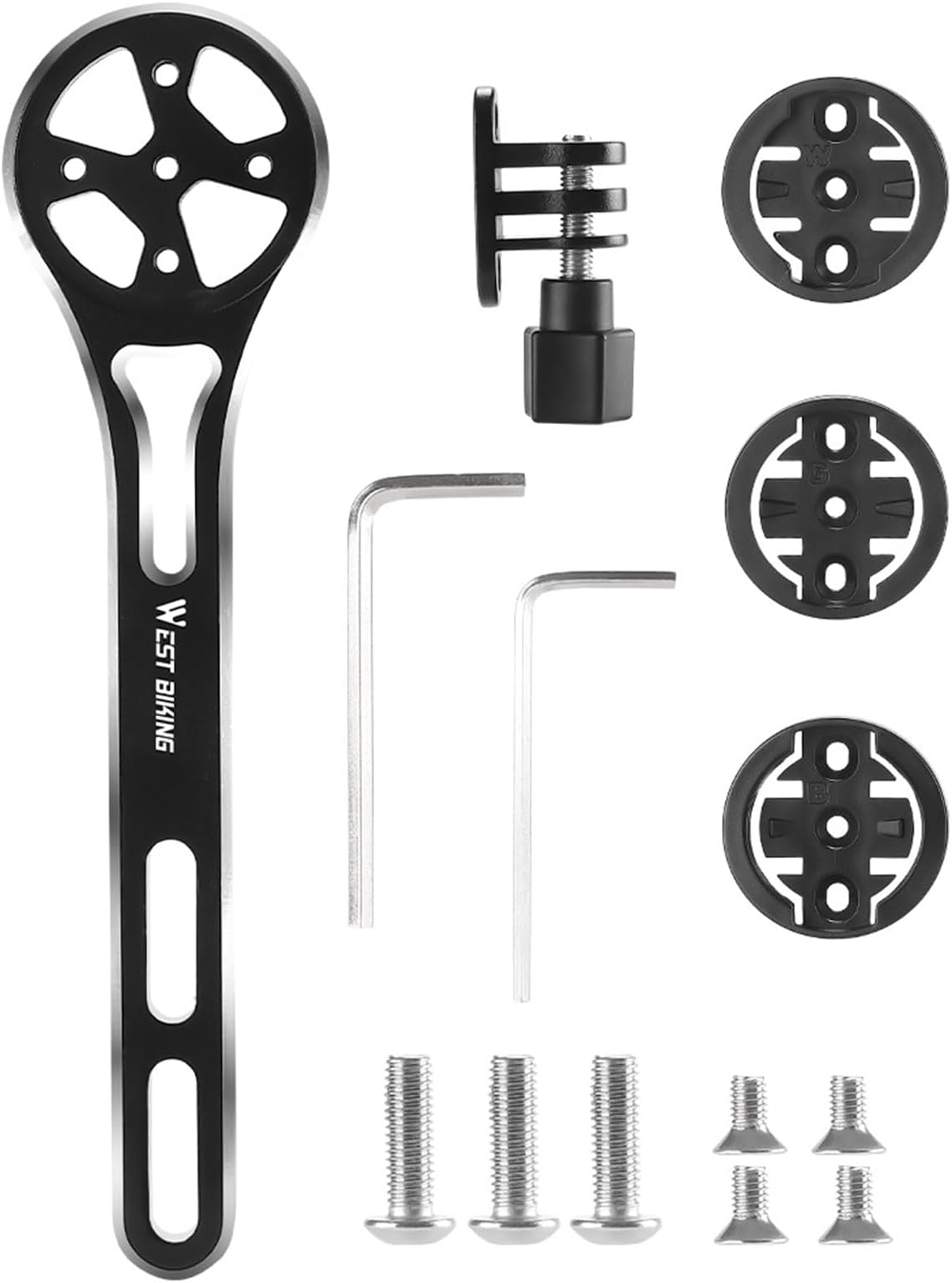 Pepisky Bike Computer Mount - Out Front Cycling Computer Mount for Road Bikes Integrated Handlebar, Bike Mount Compatible with Bike Computer,Wahoo,Bryton,Cateye, Full Range and Flashlight A