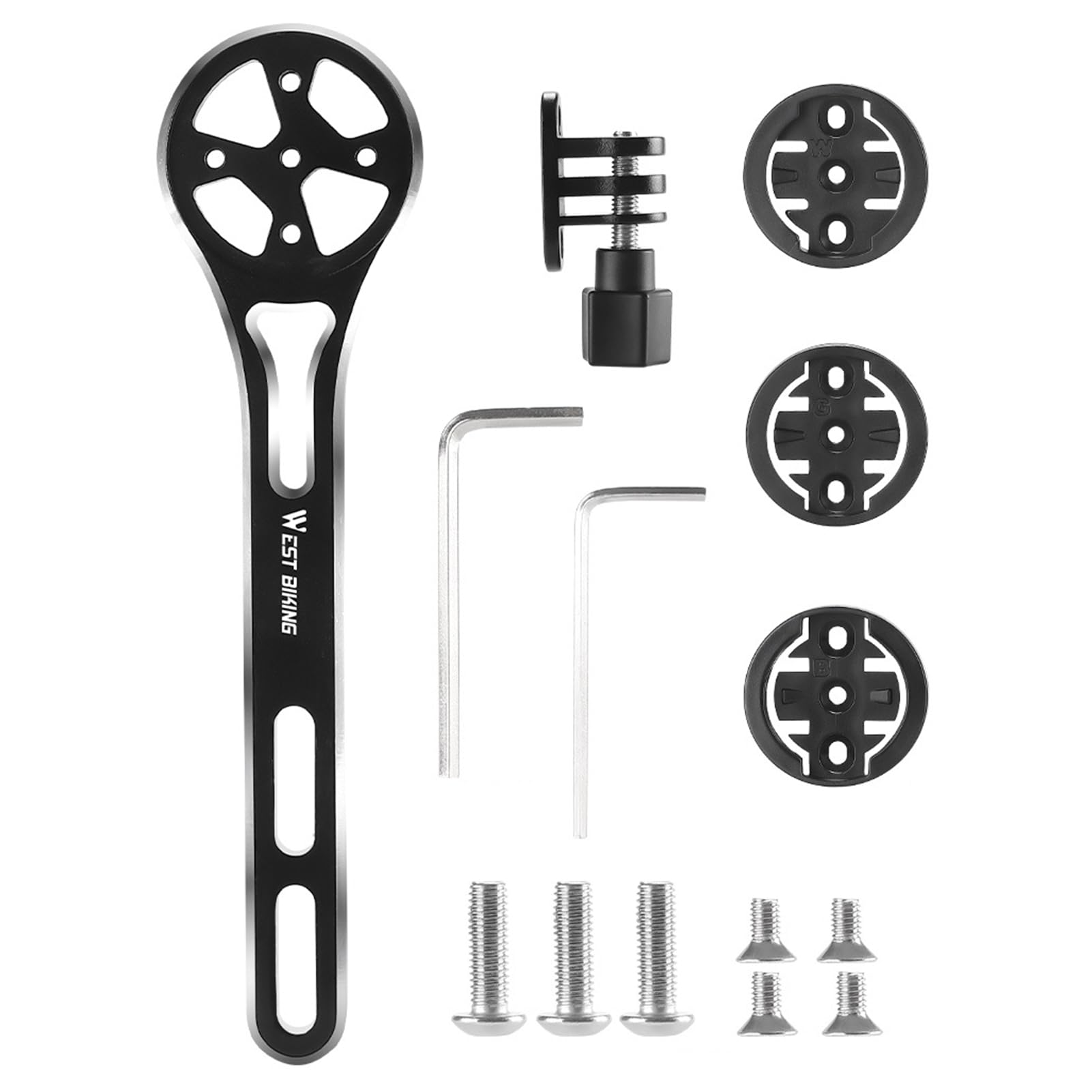 Pepisky Bike Computer Mount - Out Front Cycling Computer Mount for Road Bikes Integrated Handlebar, Bike Mount Compatible with Bike Computer,Wahoo,Bryton,Cateye, Full Range and Flashlight A