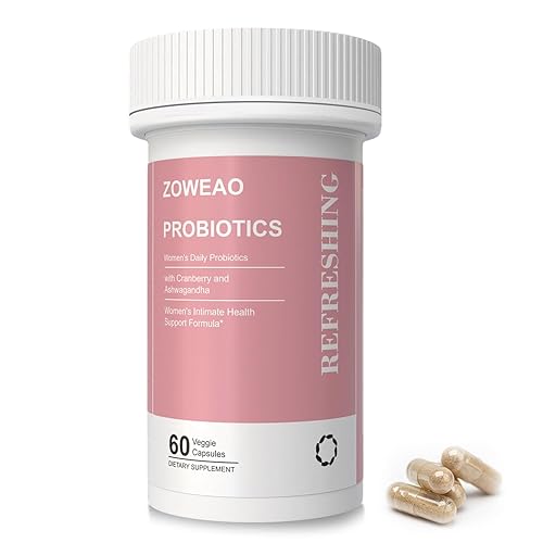 Probióticos vaginales para mujeres pH equilibrio humectantes vaginales, apoyo a la salud de la mujer, probióticos 12B UFC, arándano, Ashwagandha, 60