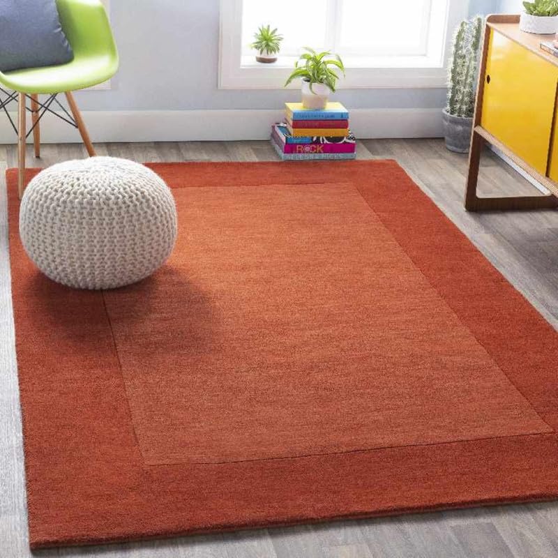 Wool Carpet & Rugs for Home and Floor Mats 6x9 Feet Burnt Orange Color