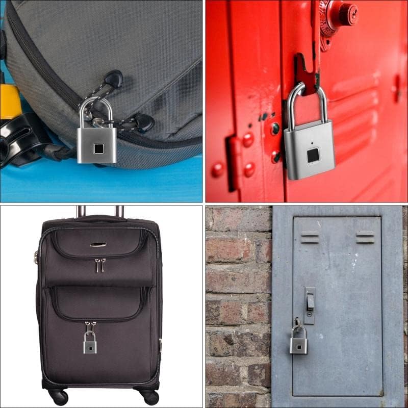 Porta Mini Keyless Smart Security Lock Fingerprint Padlock Gym Cabinet Box Bag Suitcase Luggage Code Password Travel Lock (Color : E) (E)