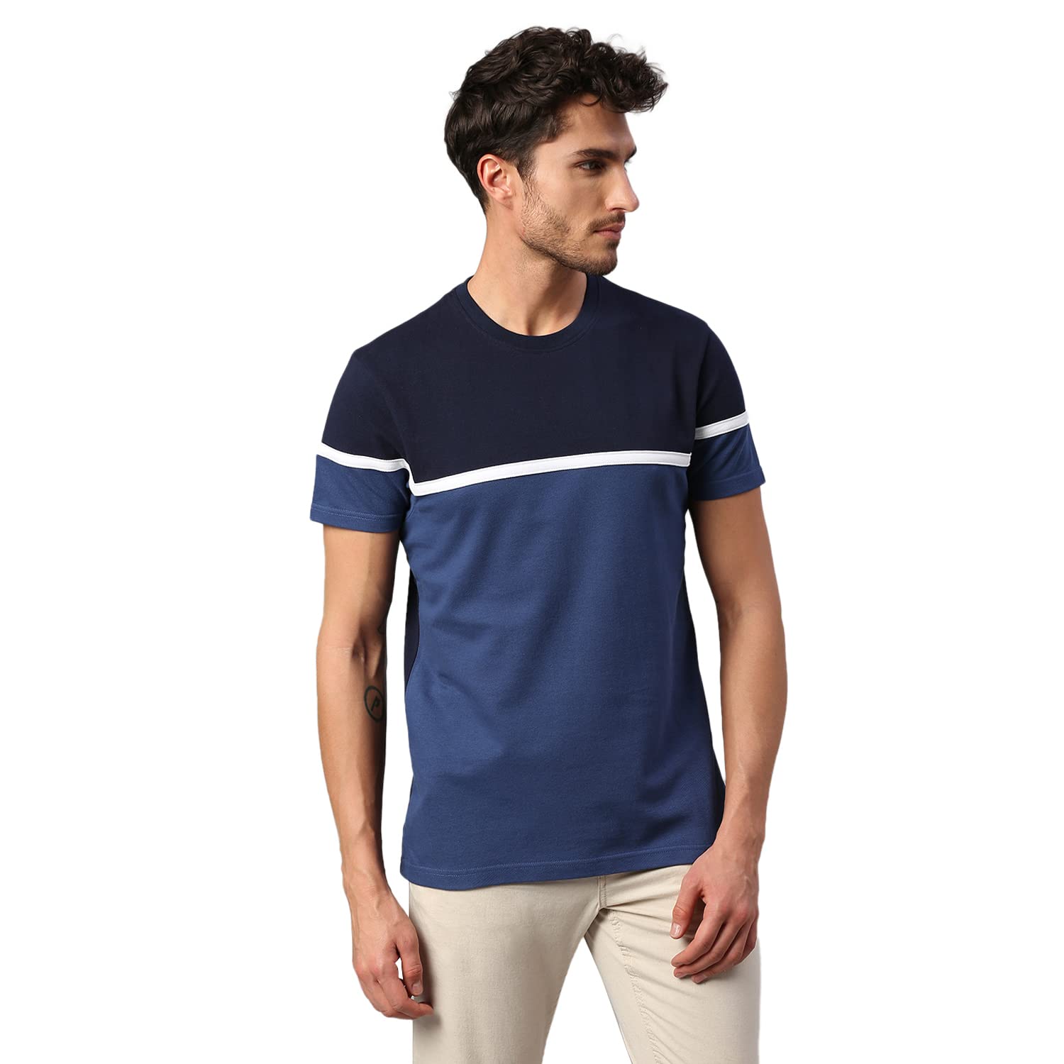 Dennis Lingo Camiseta de algodón puro para hombre, media manga, cuello redondo