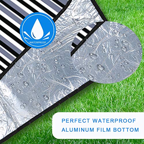 Mumu Sugar Outdoor Picnic Blanket,Extra Large Picnic Blanket Waterproof Foldable,Picnic Outdoor Blanket Picnic Mat with 3 Layers Material for Camping Park Beach Hiking Family(80\" x 80\") (Black)