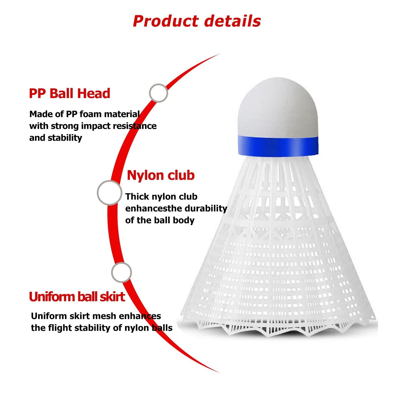 DALAETUS 24 Pezzi Volani da Badminton Set, Resistenti Palline da Badminton in Nylon, Stabilità e Durata Volano per Giocare a Badminton, Esterno e Interno, Durante Il Tempo Libero (Gialli e Bianchi)
