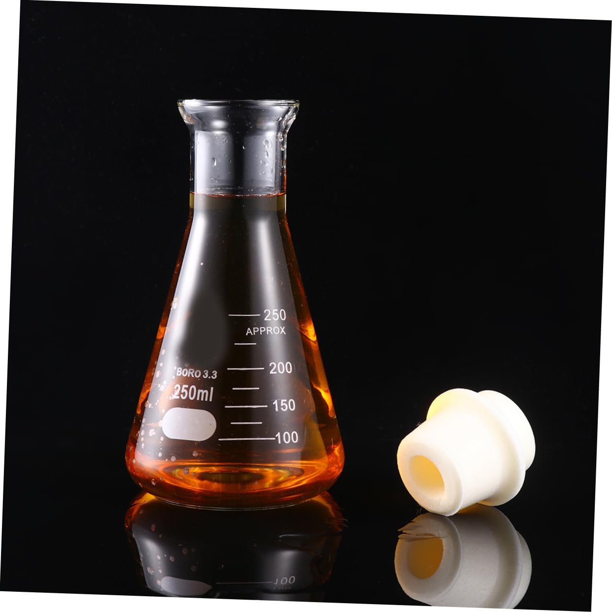 ULTECHNOVO 1 Pc Dosis De Tapa De Hidrofrasco De Boca Ancha Matraces Erlenmeyer Cristalería Matraz Erlenmeyer 250ml Matraz De Vidrio Para Estudiantes Traje Tubo De Ensayo Espesar