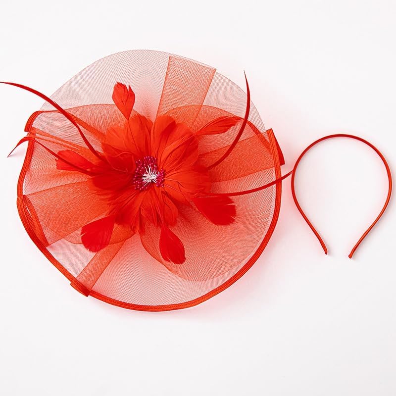 ボールヘッドバンド ヘアピン ガーゼ 誇張されたフェザートップハット ヘッドピース ヘアアクセサリー