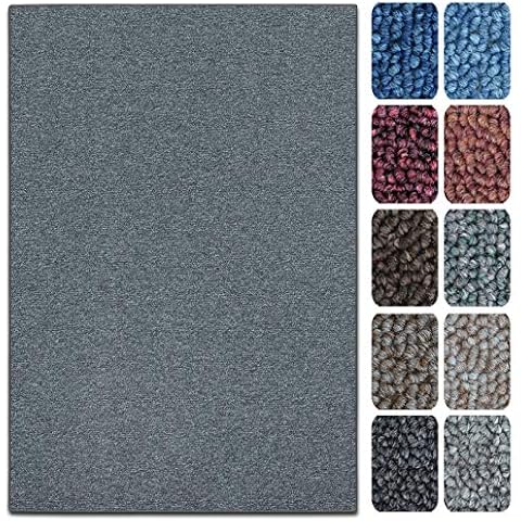 casa pura Carpet Runner Rug London, Area Rug Floor Mat, Hallway Runner Living Room Rug Kitchen Runner Bedroom Carpet, Easy Care Flat Loop Pile (Dark Grey, 140 x 200 cm) Cover