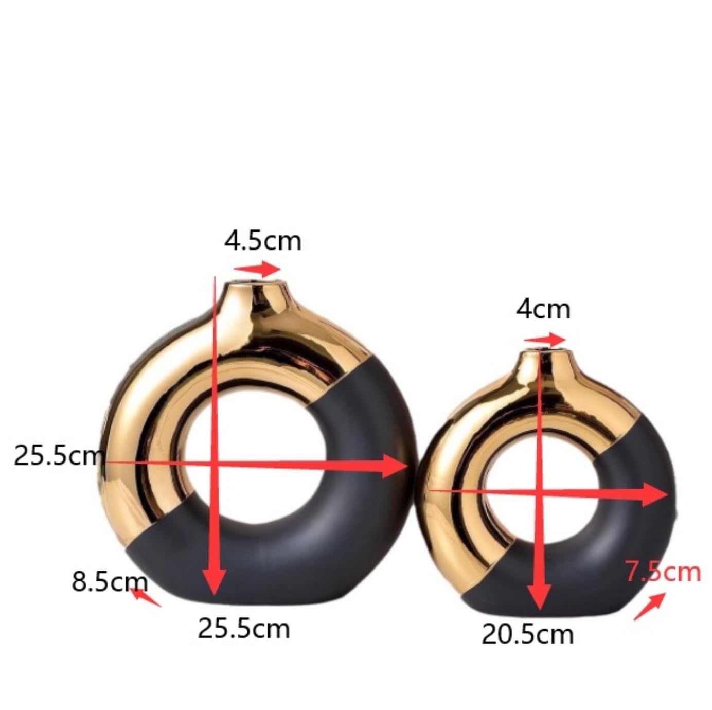 Wazon Dekoracyjny Ceramiczny Wazon Na Pączki Trawę Pampasową Nowoczesne Wazony Dekoracje Ślubne Do Salonu Dekoracja Domu(Black,20.5 * 20.5 * 7.5cm)