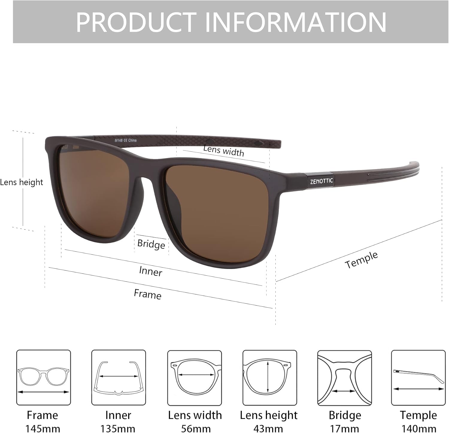 ZENOTTIC Square Polarized Sunglasses for Men - Lightweight TR90 Frame 100% UV Blocking Shades for Driving Fishing Golf Sports - Image 3