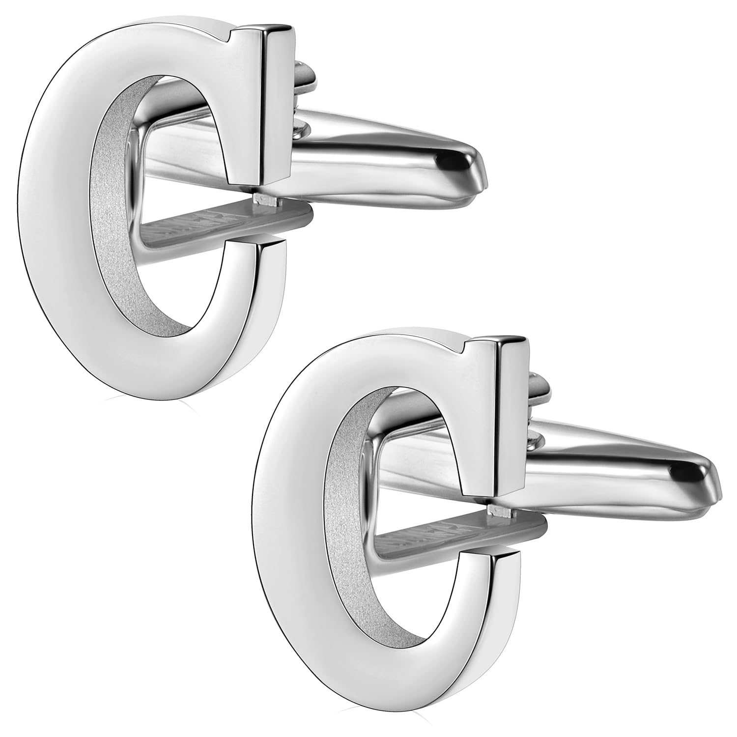 A-Z Initial Cufflink for Men, Classic 18k Gold Silver Black Letter Alphabet Monogram Cuff Links for Wedding Business Party Party